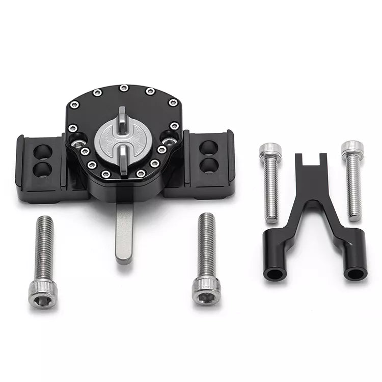 Hydraulic steering damper in black for the Surron Ultra Bee electric bike
