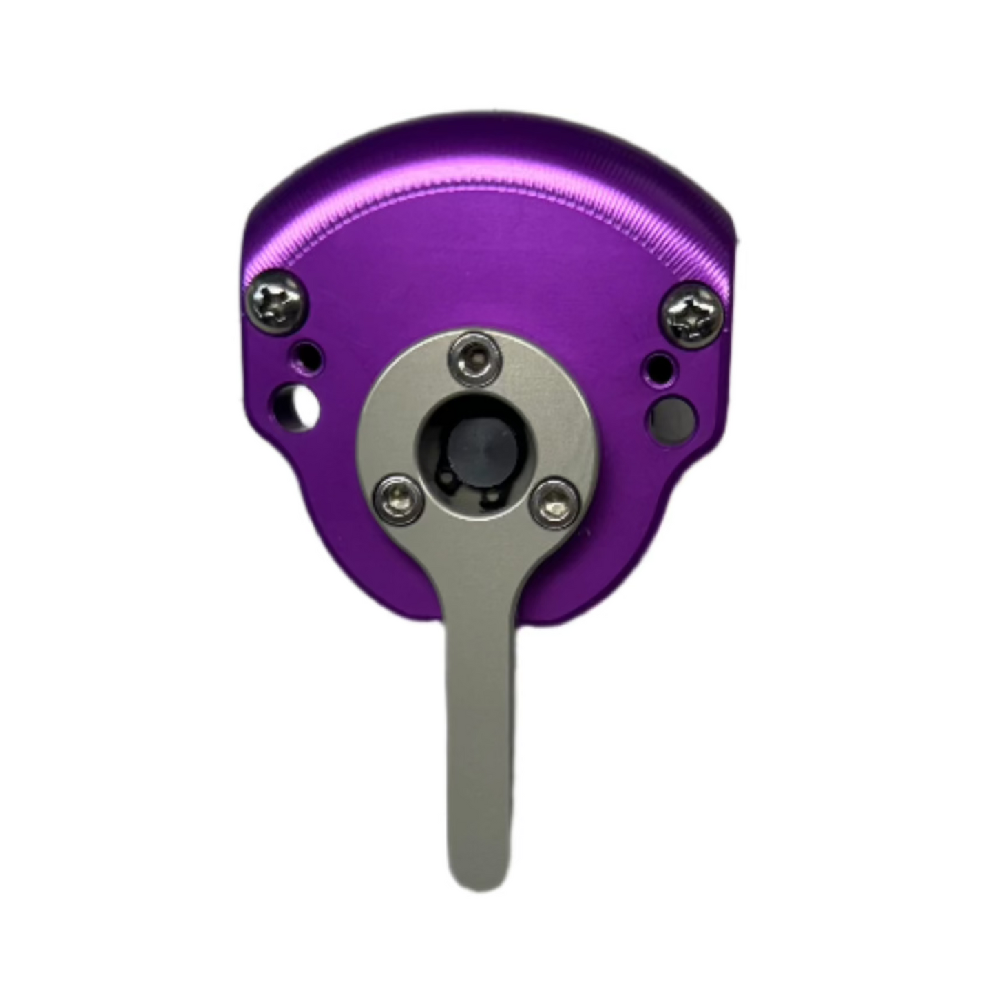 Rear view of the purple steering damper for the Surron Ultra Bee