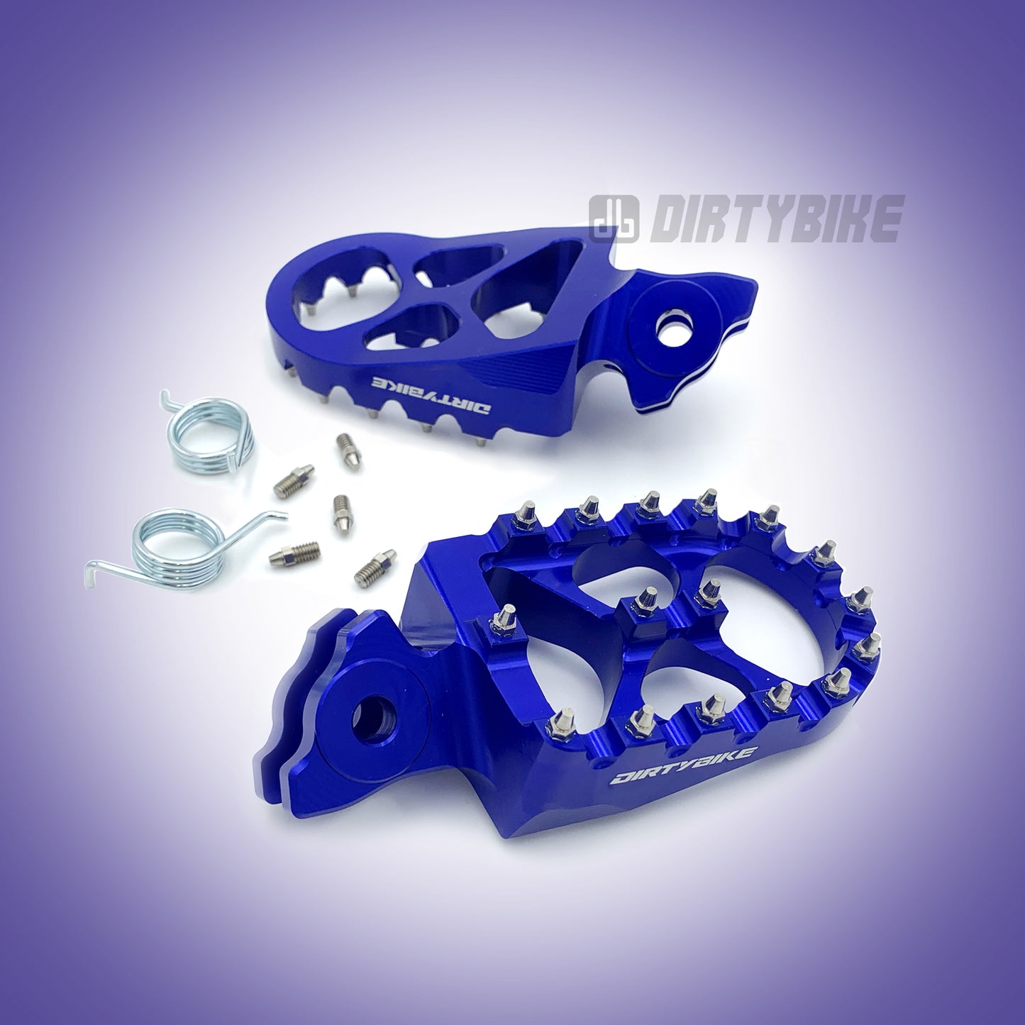 2 aluminum foot pegs 2 springs Blue