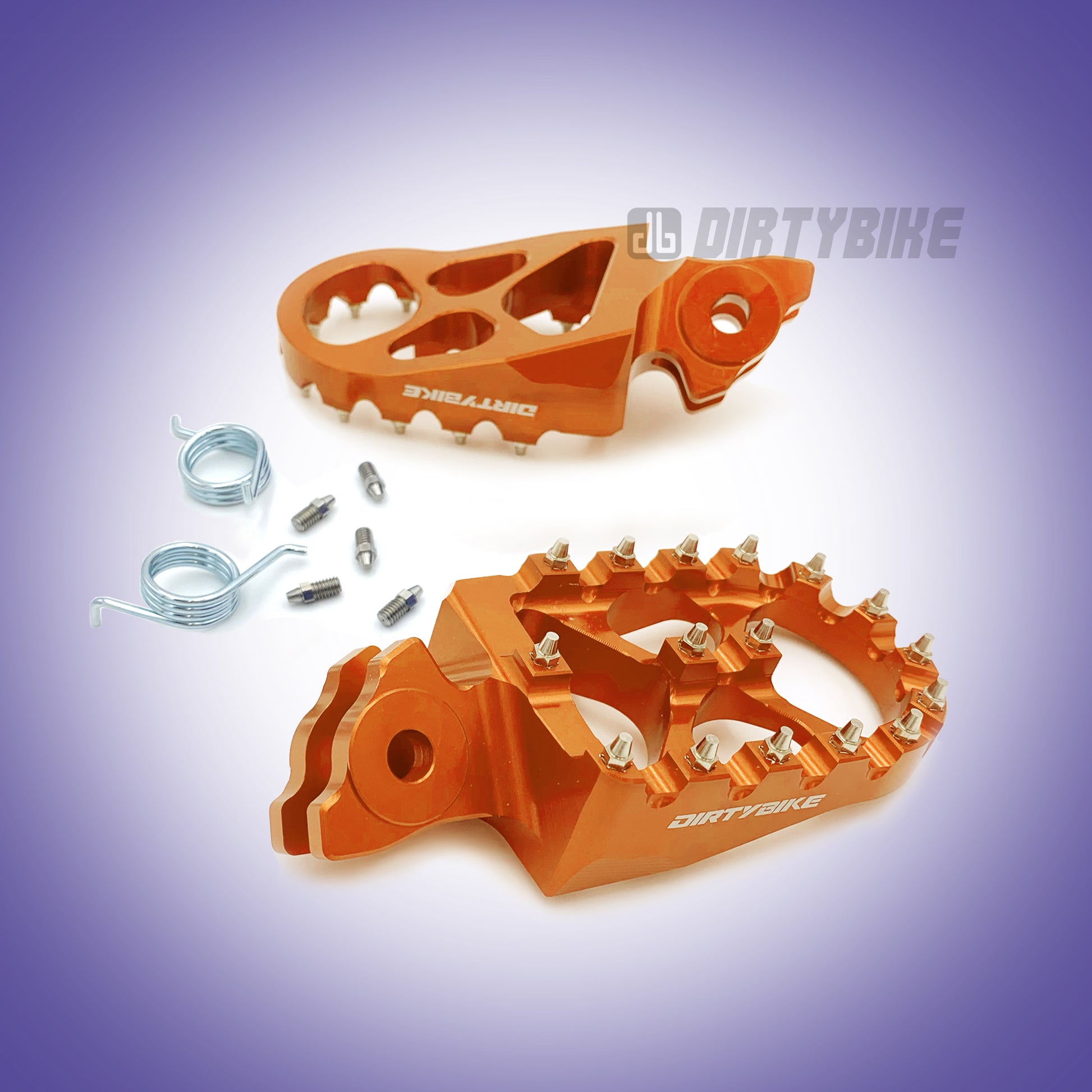 2 aluminum foot pegs 2 springs orange