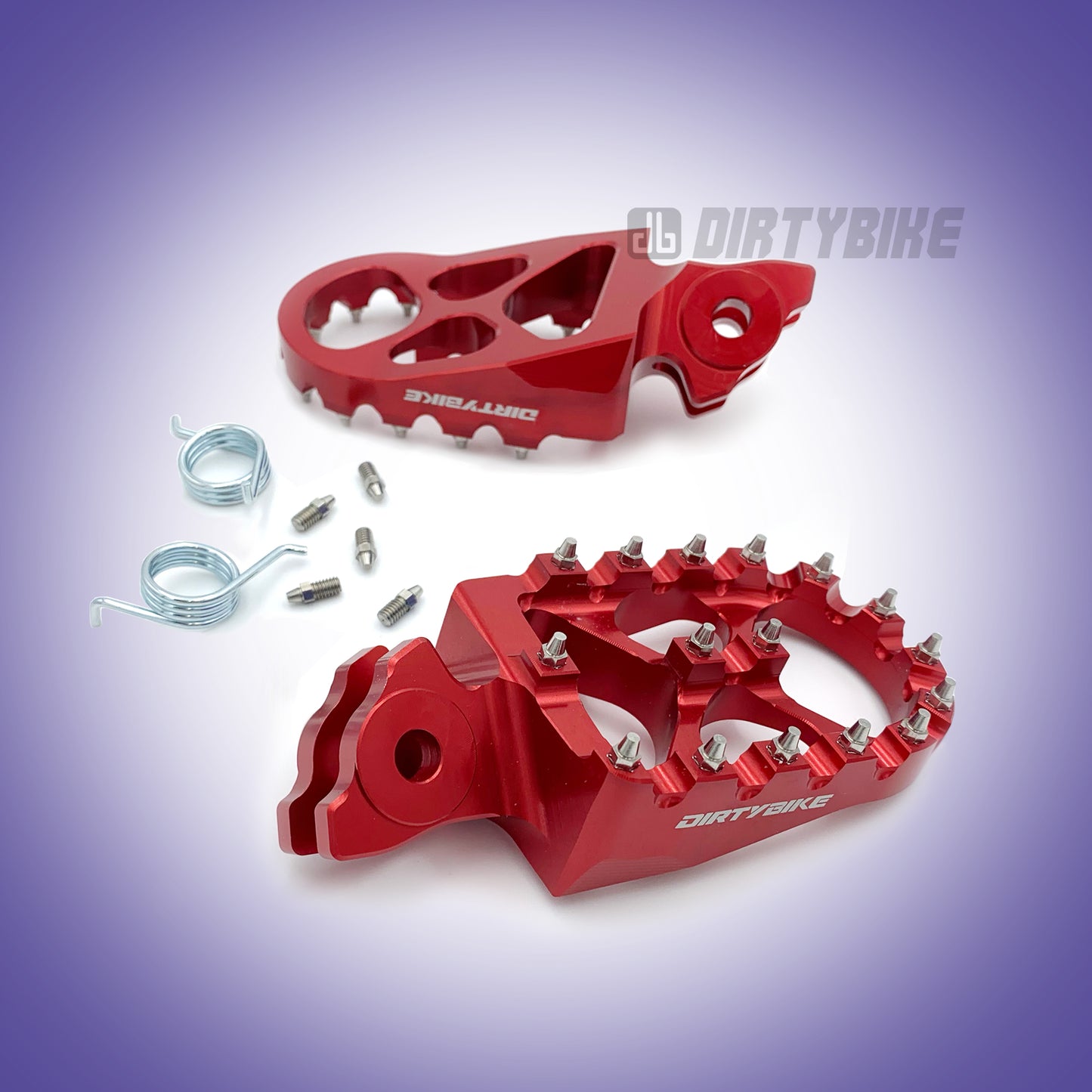 2 aluminum foot pegs 2 springs Red