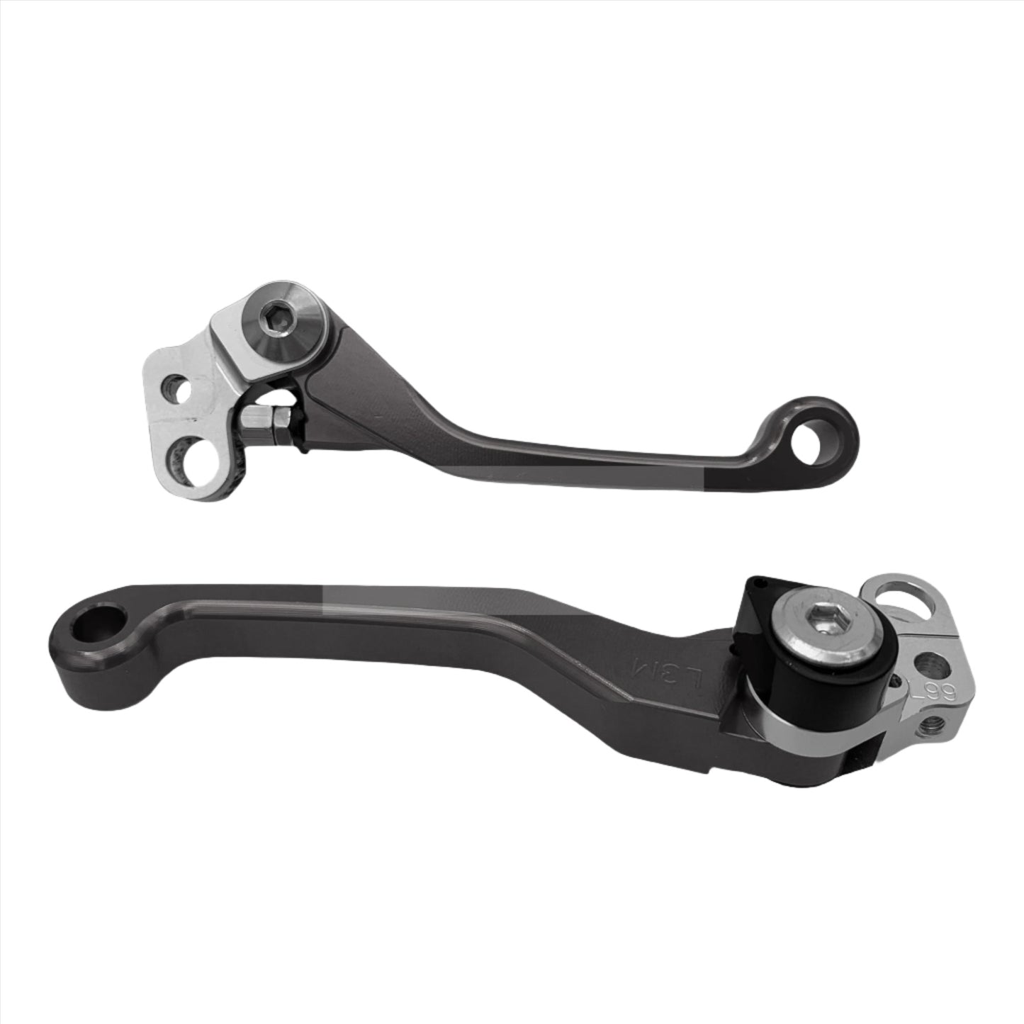 DirtyBike Break-Away Folding Aluminum Brake Lever Set Surron LBX and Talaria Sting Gray