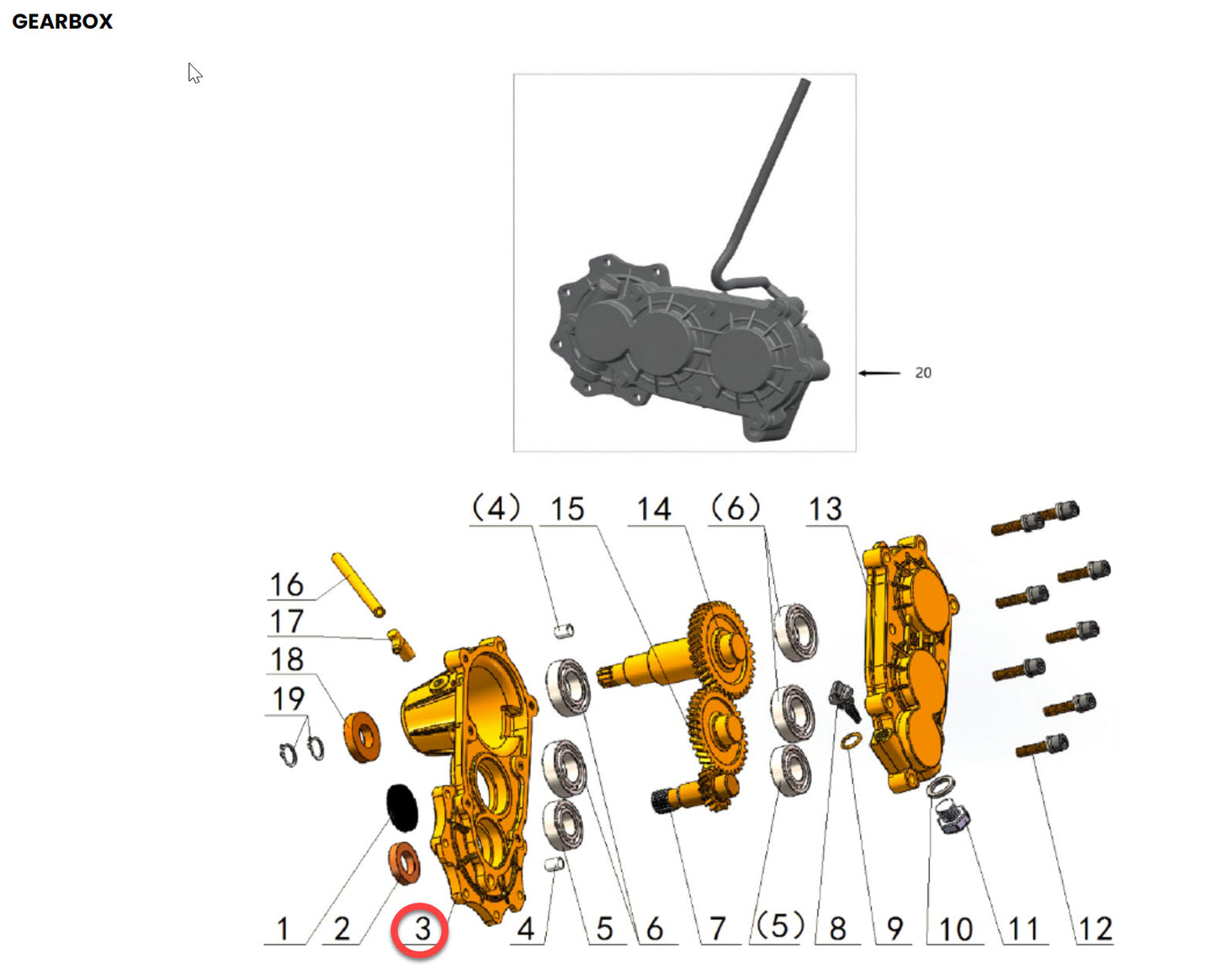 Talaria Sting Gearbox Parts Diagram