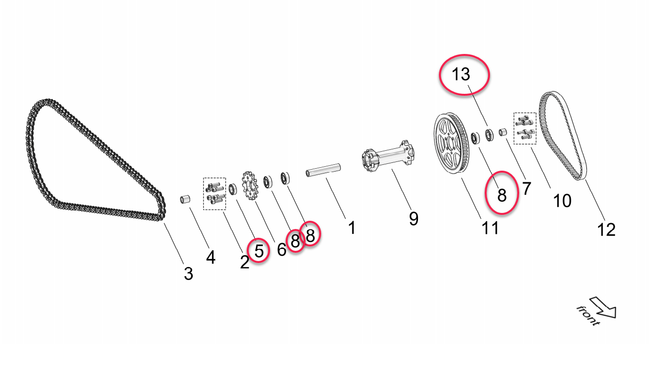 Intermediate shaft diagram for Surron LightBee bikes