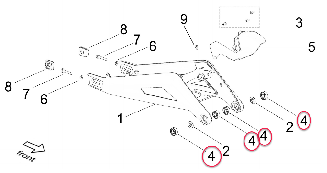 Swingarm diagram for Surron LightBee bikes