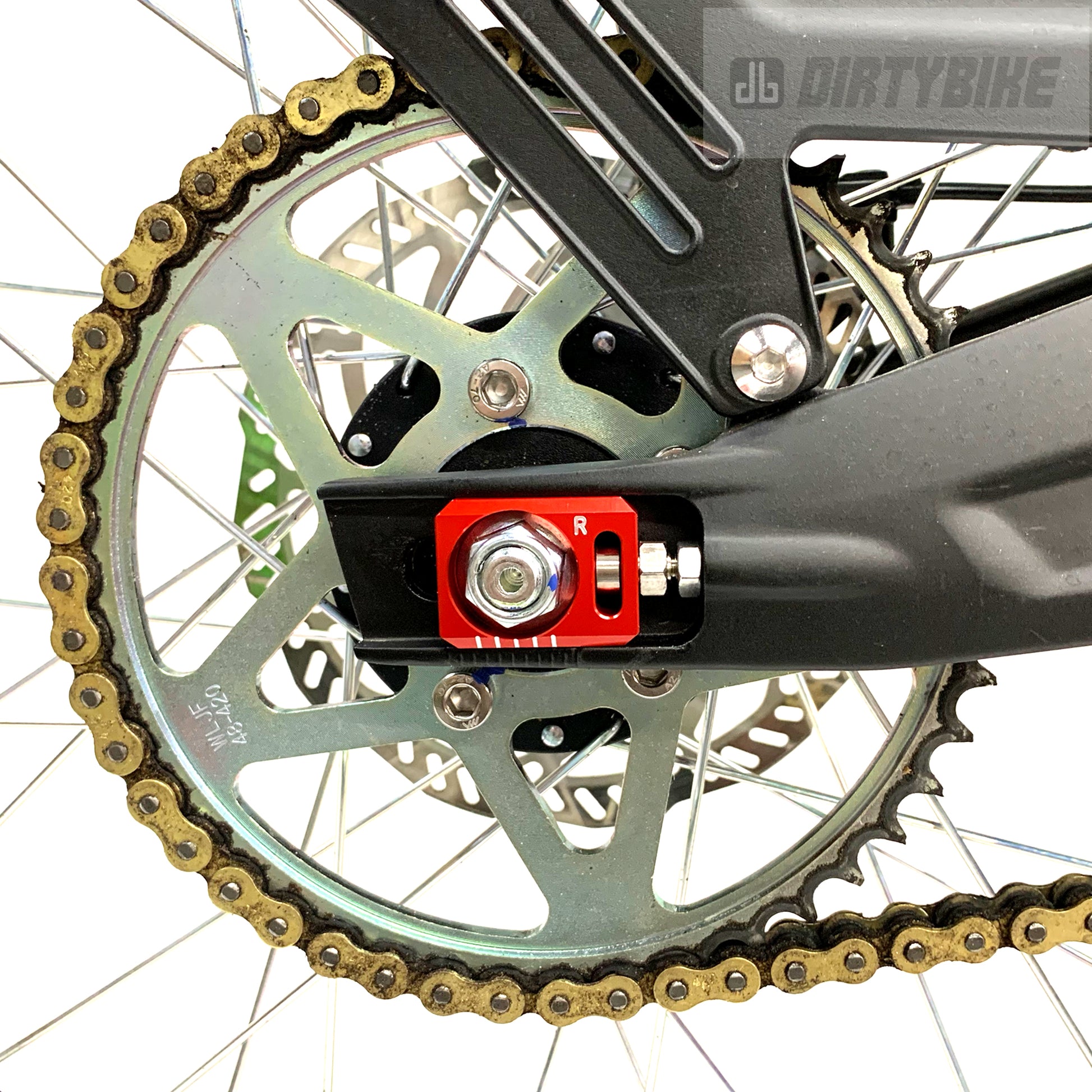 Red Axle Block Mounted on Bike