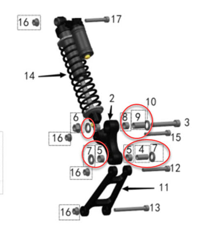 Parts Diagram for Talaria Sting Suspension Linkage